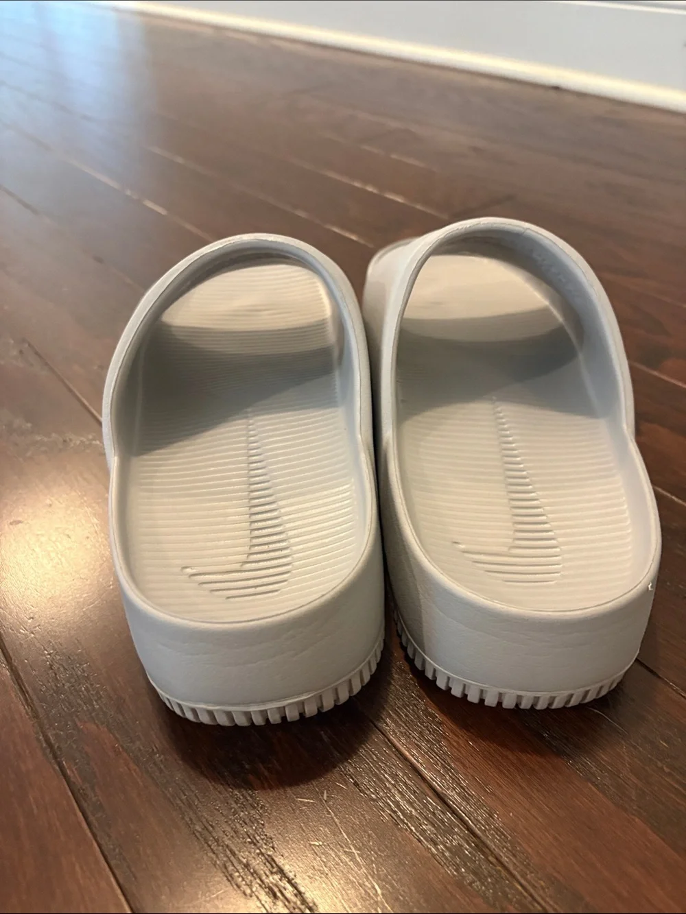 Nike White Slide Sandals with Subtle Swoosh